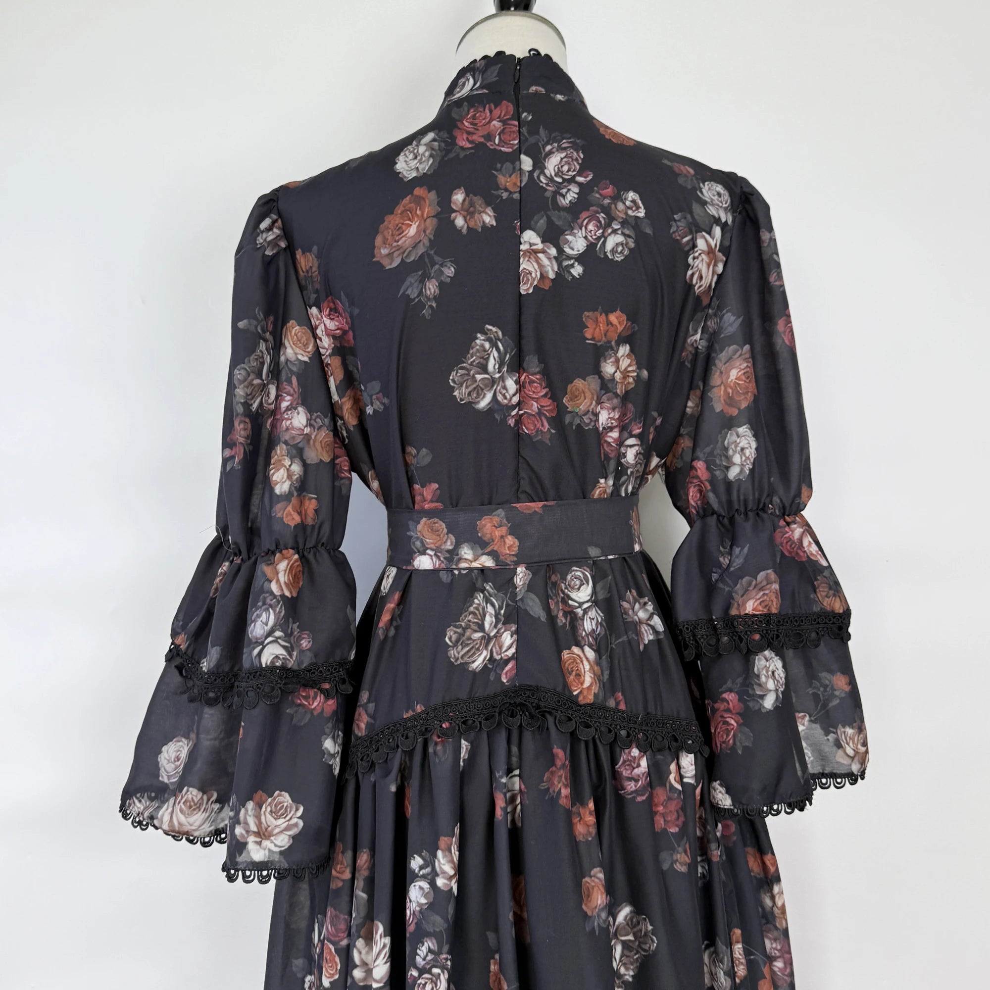 Women Maxi Dresses Sping Summer Bohemian Casual Flare Sleeve High Waist Beach Woman Chiffon Floral Belt Vestidoes Long Dress