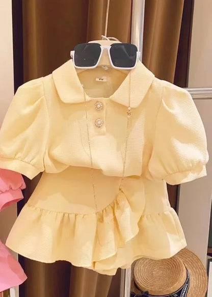 new summer girl clothes 2pc/set  top shirt+ skirt  children baby kids students fashion 90-140 3-8year fashion lovely solid