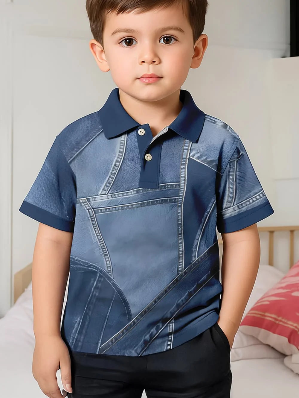 Polo Shirts for Kids Gradient Striped 3D Print Fashion Child Polo Shirt Boy Clothes Lapel Tops Street Casual Children&