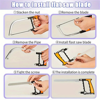 7pcs Hacksaw Set,Woodworking Hand Saw,with 6 Steel Saw Blades,Adjustable Frame,DIY Hand Tools,for Metal Wood PVC Plastic&amp;Rubber