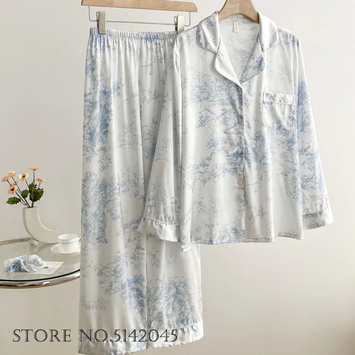 Female Pajamas Loungewear Two-Piece Set Spring Autumn New Rayon Sleepwear Pyjama Pour Femme Sexy Loose Home Clothes Lingerie