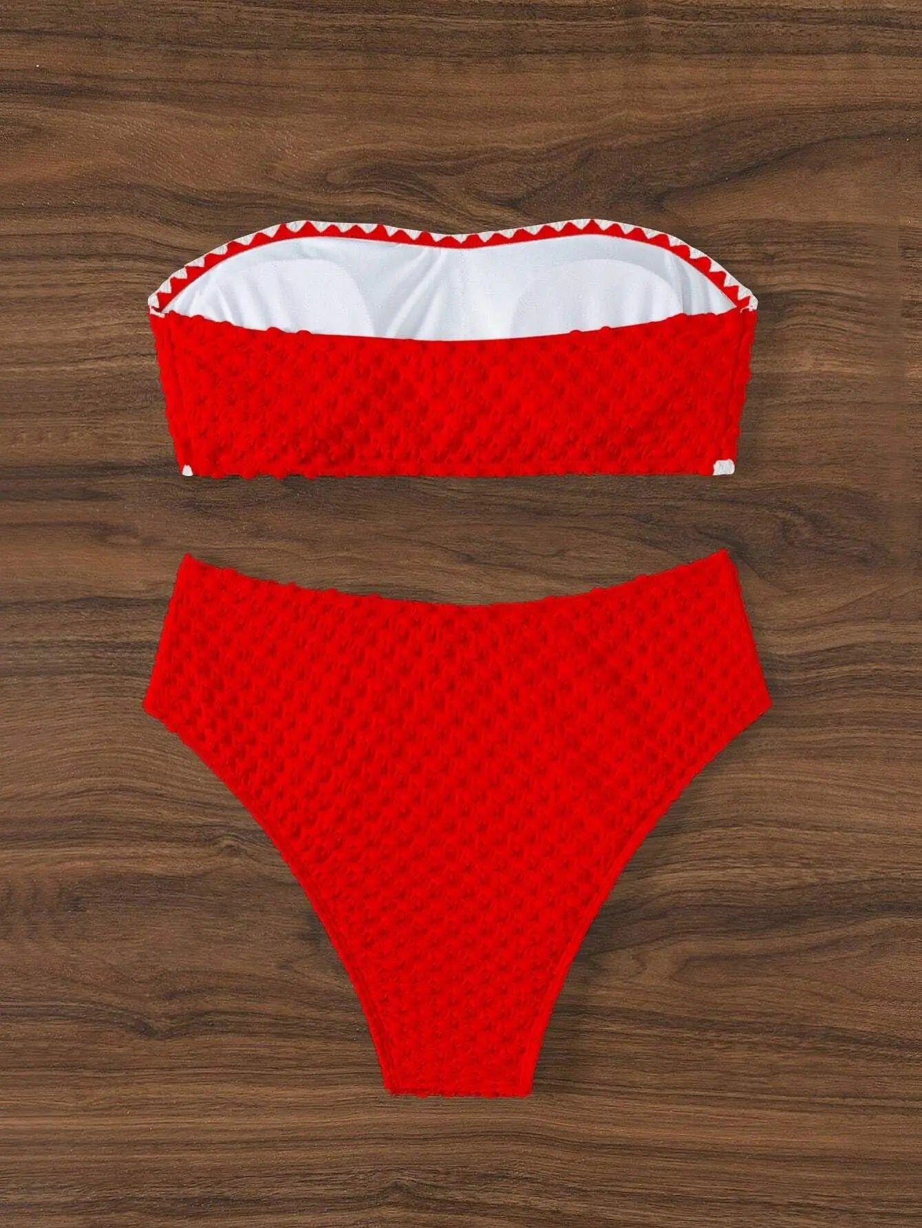 Swimwear White 2 Piece Strapless Swimsuit for Women Sexy Bandeau Backless Bikini Set Lace-up Patchwork Bathing Suit 2025 New