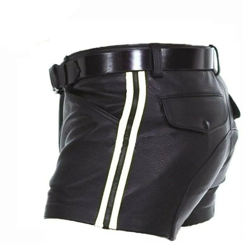 Men PU Shorts Casual Solid Large Size Loose Faux Leather Fashion Mens Street Summer Spring Versatile Trend Club Punk Style Pants