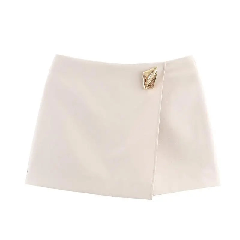 Asymmetrical Short Skirts for Women Spring Autumn Fashion Mini Solid Color Skirt Shorts American Daily Commute All-Match Skirts