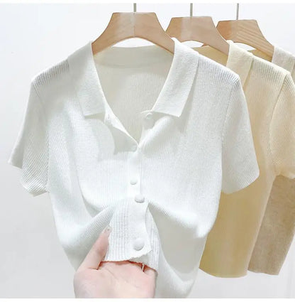 Short-sleeve Shirts Women S-3XL Leisure Summer Basic Solid Elegant Streetwear All-match Simple Daily Harajuku Y2k Popular Tops