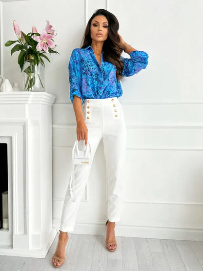 Fashion Long Sleeve Buttons Shirts &amp; Blouses For Women 2023 Spring Casual Print Womens Tops And Blouse Office Top Femme Shirt