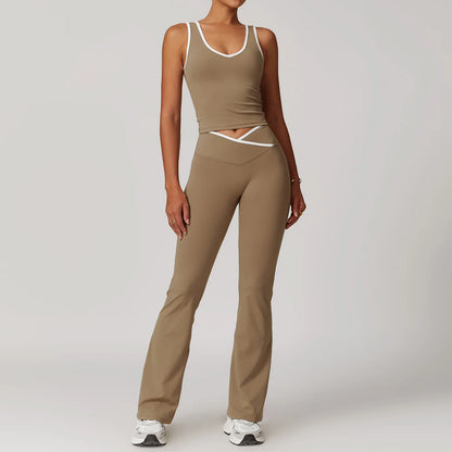 Women Gym Clothes Yoga Suits High Waist Two Piece Set Gym Leggings Yoga Sportswear Fitness Vest Crop Top Tracksuits Sports Bra