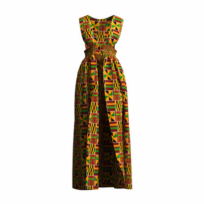 African Print Long Kaftans Dress for Women Sleeveless Vest Dresses Traditional African Design Party Clothing WY11071