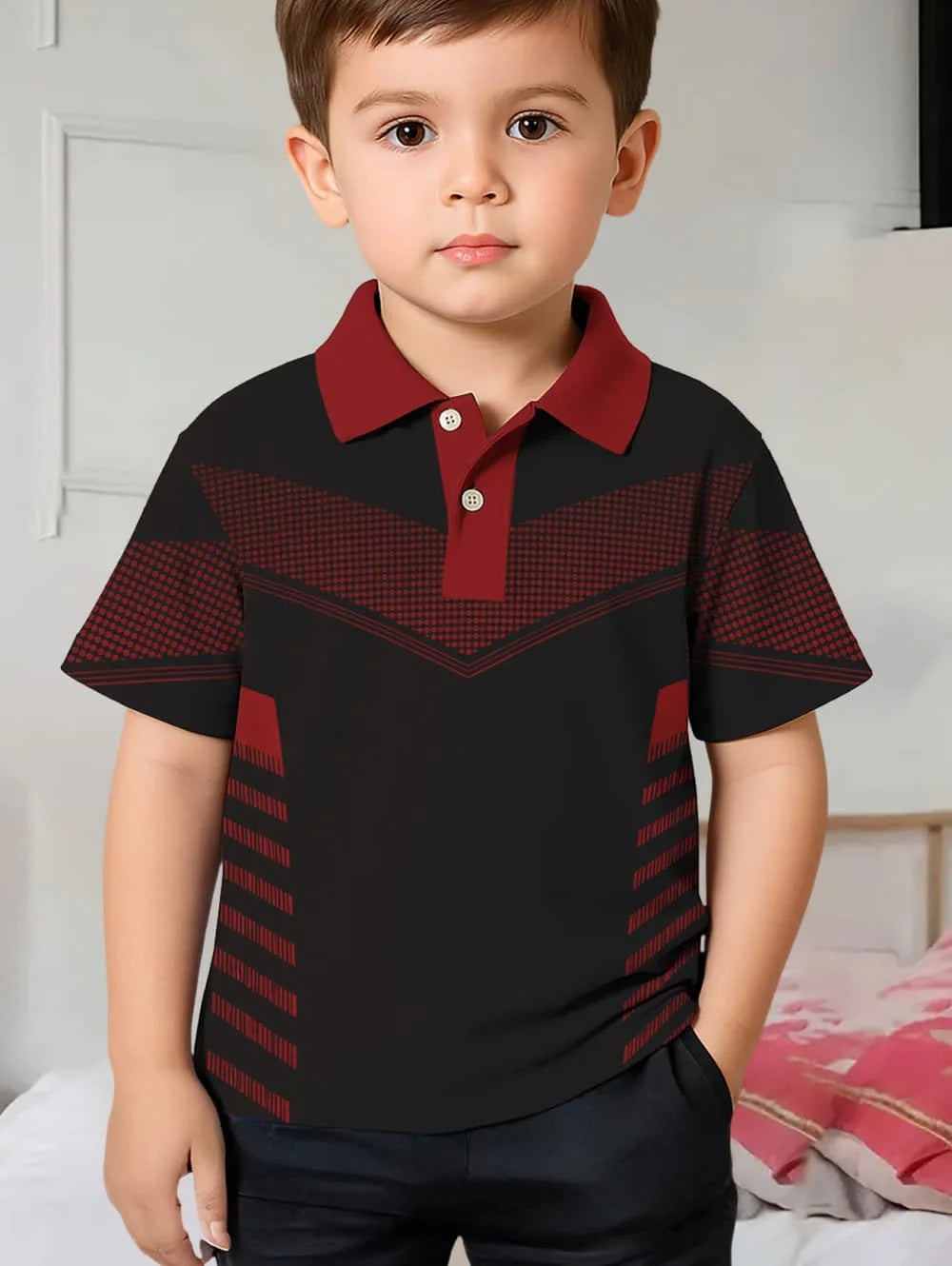 Polo Shirts for Kids Gradient Striped 3D Print Fashion Child Polo Shirt Boy Clothes Lapel Tops Street Casual Children&