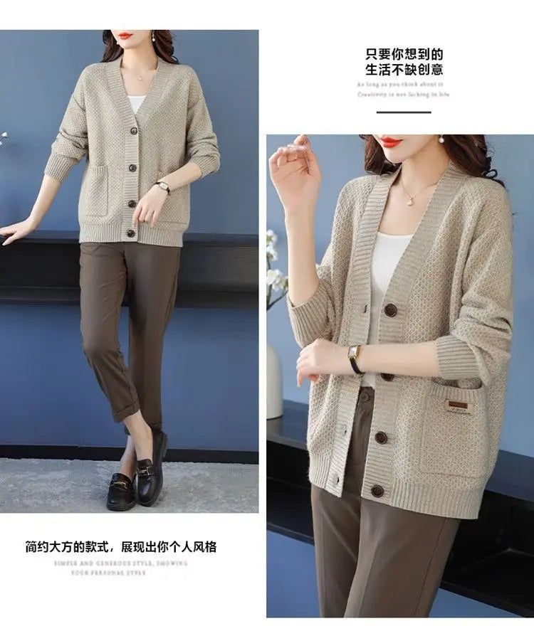 Fashion Fall Winter Clothes Woman Knitwear Top Buttons Long Sleeve Jacket For Women Sweater Tops Casual Ladies Cardigan Coat