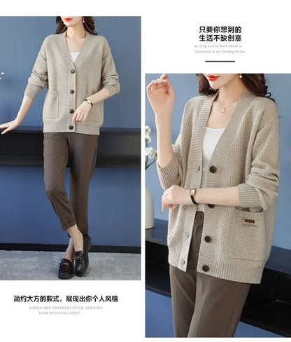Fashion Fall Winter Clothes Woman Knitwear Top Buttons Long Sleeve Jacket For Women Sweater Tops Casual Ladies Cardigan Coat