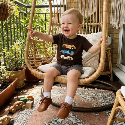 Kids Boys Summer Clothing Sets Short Sleeve O Neck Race Car Print T-shirts Tops and Solid Color Shorts Casual Tracksuits