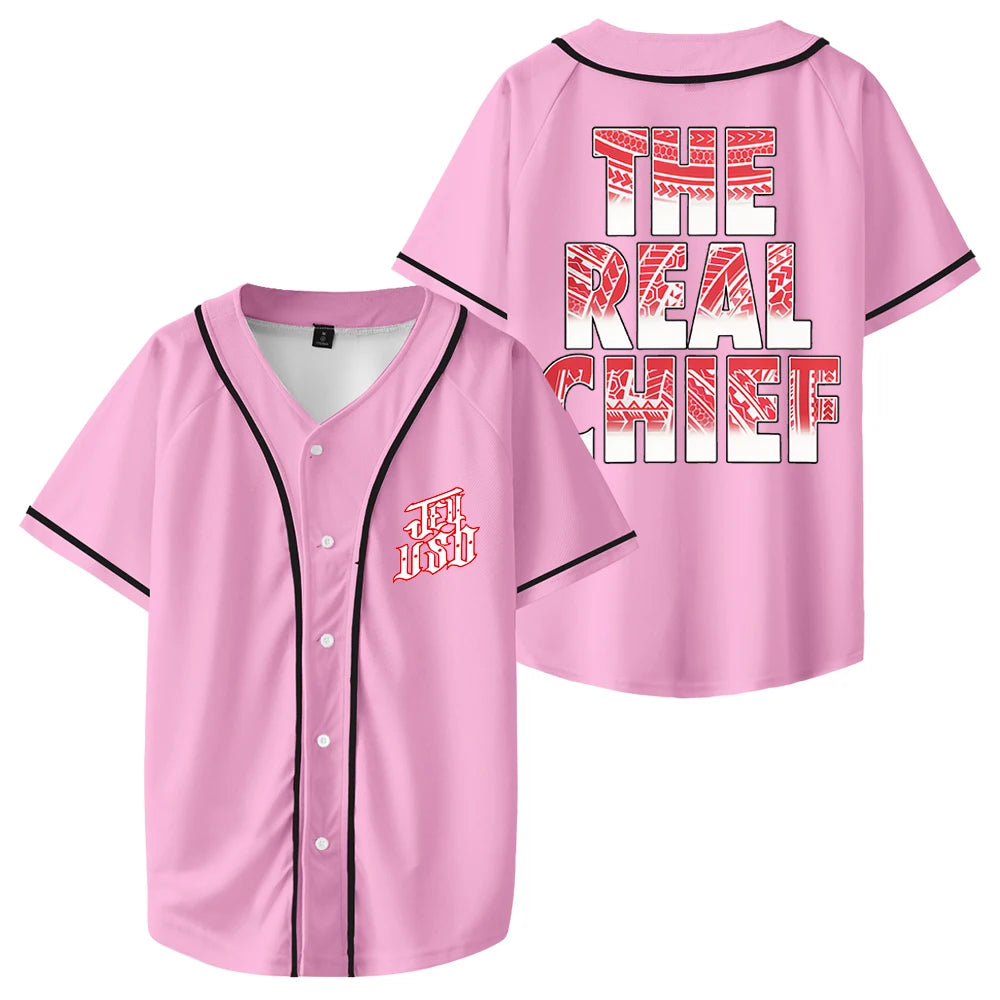 Jey Uso The Real Chief Baseball Jersey V-Neck Short Sleeve Streetwear Tee Men Women University Uniform Tops