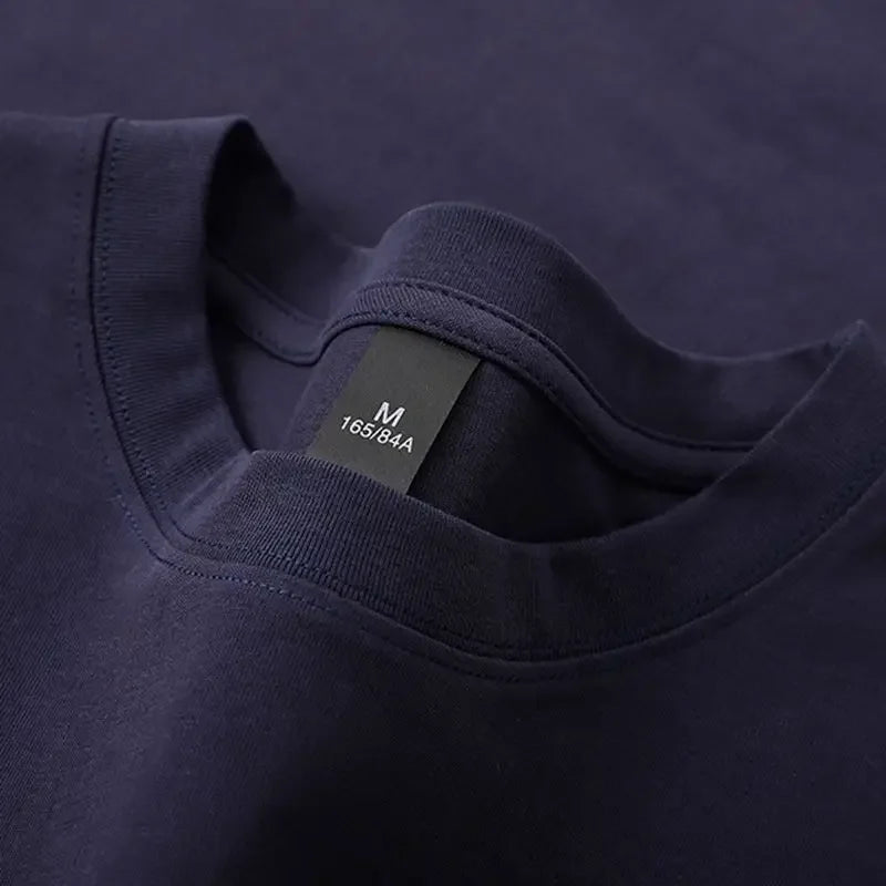 600g Cotton T-Shirts Men Short Sleeved Heavyweight Summer Round Neck Loose Breathable Shirt for Men Women Basic Tee