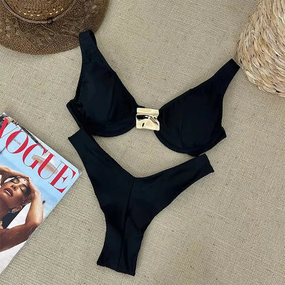 Push Up Swimwear Women Swimsuits 2025 Sexy Brazilian Bikini Set Thong Micro Biquini Female Bathing Suit Solid Beachwear
