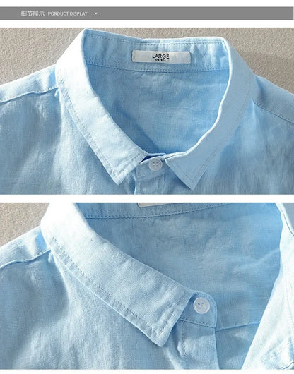 Pure Linen Short-sleeved Shirt Men&