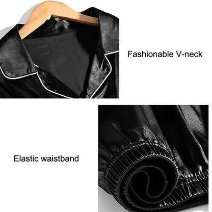 Men Pajama Sets Microfiber Sleepwear For Sleeping Man Shirt Silk Long Sleeve Pyjamas Male Home Night Wear Big size Loungewear