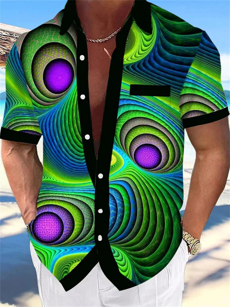 Button up shirt for men, Hawaiian shirt, strawberry short sleeved button up shirt, summer beach shirt, men&
