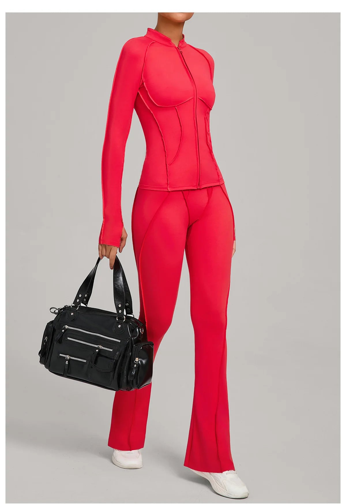 New Gym Yoga Outfit for Women Zipper Long Sleeve Fitness Suit Daily Casual Running Fitness Sportswear Two-Piece Sets Coat+Pants