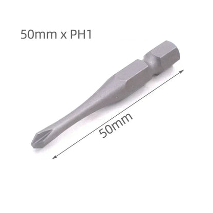 1pc 50mm Length 1/4Inch Hex Slotted Cross Screwdriver Bits PH1 PH2 PH3 SL3 SL4 SL5 SL6 Alloy Steel Electric Screw Drivers Tools