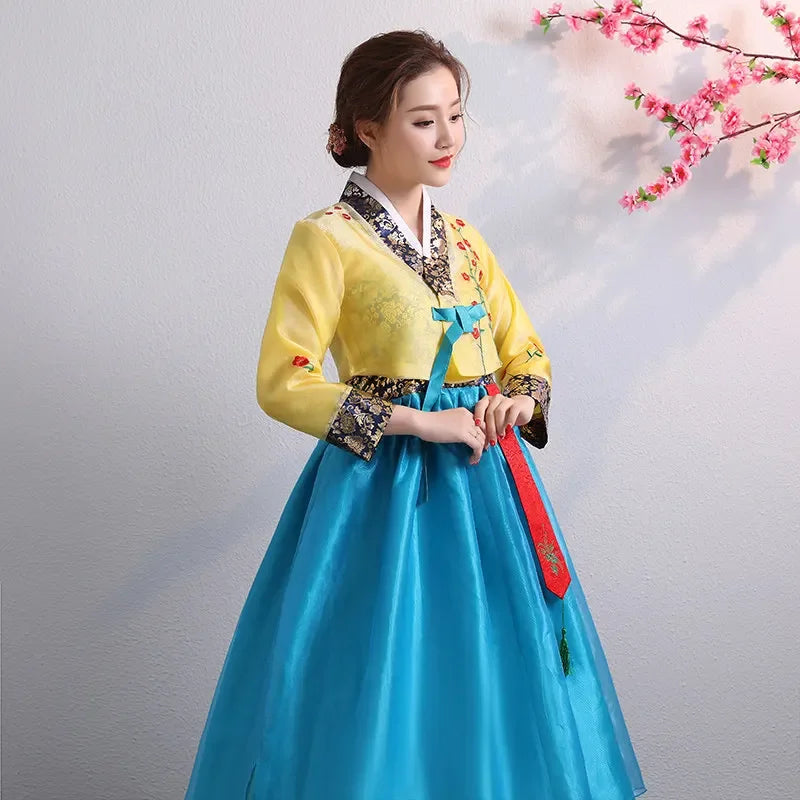 Hanbok for Women Korean Traditional Costume Minority Palace Performance Court Clothes Flower New Year Wedding Party Dance Dress