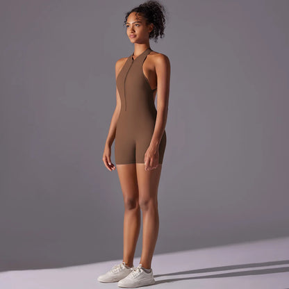 Short Sportswear Yoga Set Gym Jumpsuits Fitness Suits Summer Zipper Gym Tracksuit Women Running Gym Clothing Sports Overalls