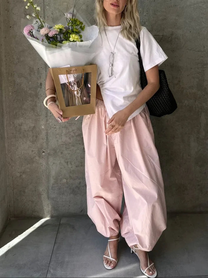 Women High Waist Wide Leg Linen Blend Casual Palazzo Pants