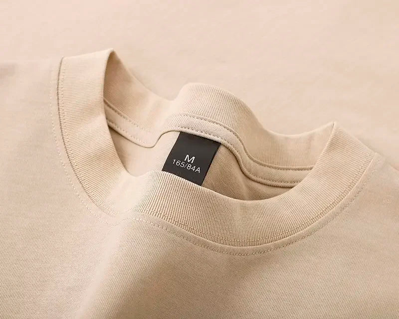 600g Cotton T-Shirts Men Short Sleeved Heavyweight Summer Round Neck Loose Breathable Shirt for Men Women Basic Tee