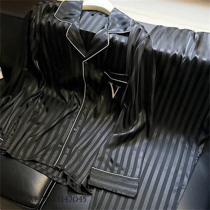 Female Pajamas Loungewear Two-Piece Set Spring Autumn New Rayon Sleepwear Pyjama Pour Femme Sexy Loose Home Clothes Lingerie
