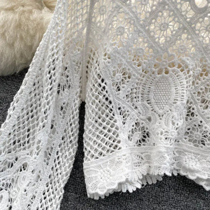 Blouses Women Retro Hollow Out All-match Sweet See-through Leisure Summer Sun-proof Korean Style Female Slim Crop Bohemian Ins