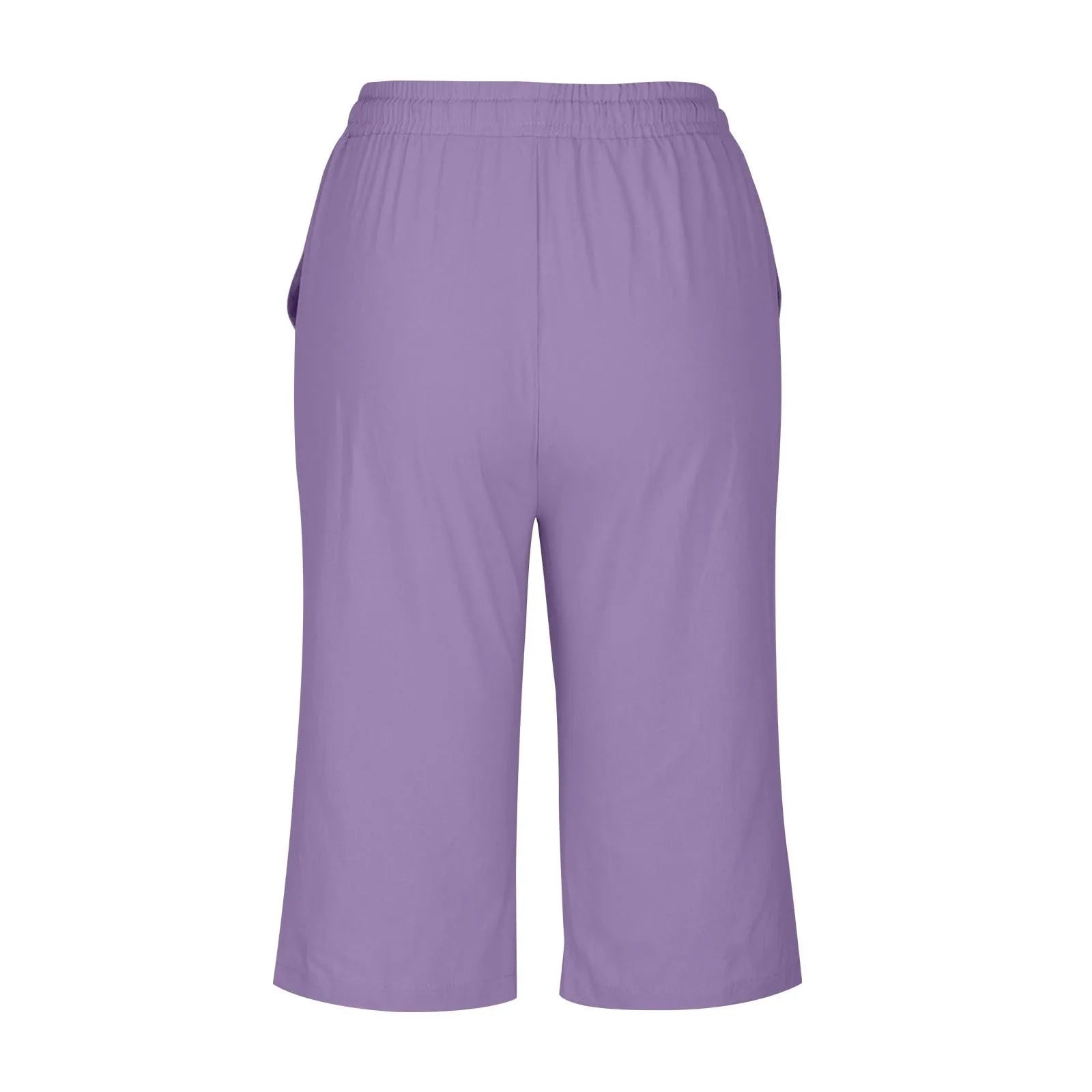 Casual Cotton Linen Pants For Female Streetwear Solid Color Wide Leg Capri Versatile Palazzo Pants Baggy Cargo Pants With Pocket