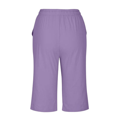 Casual Cotton Linen Pants For Female Streetwear Solid Color Wide Leg Capri Versatile Palazzo Pants Baggy Cargo Pants With Pocket