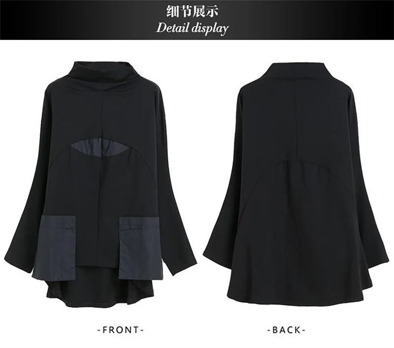Hoodies Woman Clothing Woman Sweatshirts Autumn Loose High Neck Stitching Round  Coat Women&