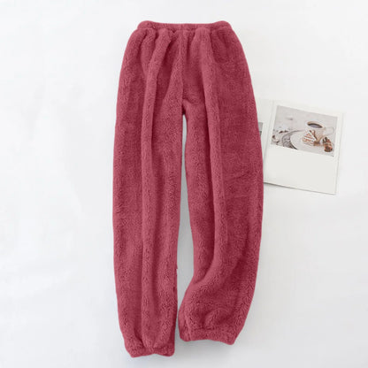 Pajamas Pants For Women Warm Winter Solid Color Sleepwear Pyjamas Plush Pants Women Nightwear Fashionable Home Wear