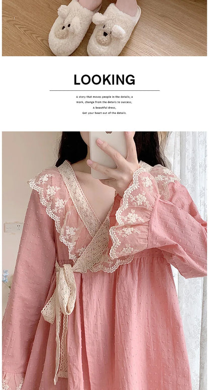 Pajama Pants Princess Sleepwear Lace Pajamas Sleeping Pajamas Women Home Clothes for Women Homewear Home Set Female Cute Pjs