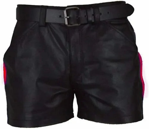Men PU Shorts Casual Solid Large Size Loose Faux Leather Fashion Mens Street Summer Spring Versatile Trend Club Punk Style Pants