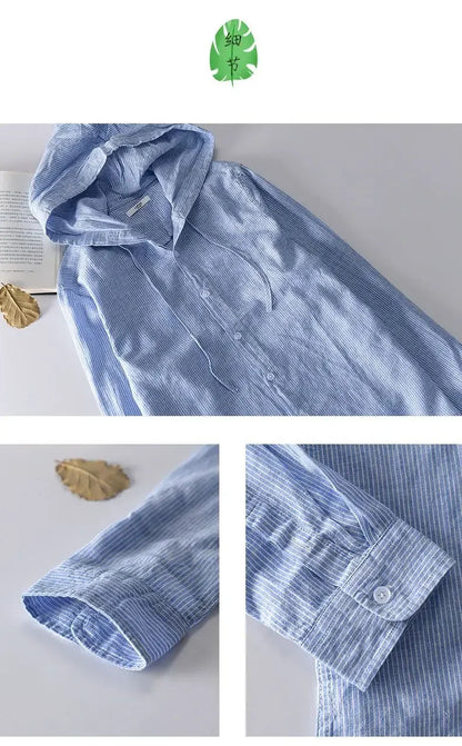 Long-sleeved Spring Summer New Solid Inen Shirt Trendy Men&