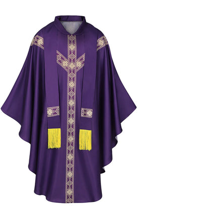 Men Catholic Church Priest Chasuble Embroidered Liturgical Robe Clergy Robe For Mass Prayer Costume Medieval Muslim Costume