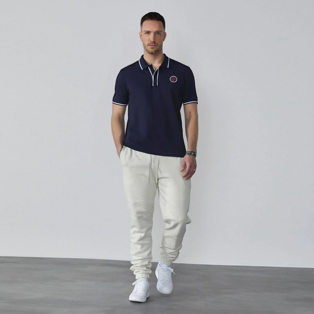 New Men Polo Shirts Short Sleeve Polo Collar Patchwork Solid Men&