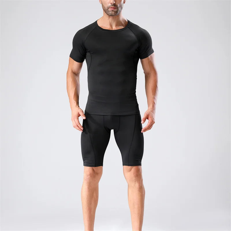 Gym Tight Training Clothing Workout Jogging Sports Set Fitness Men&
