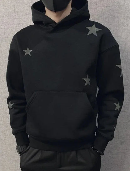 Hoodies Graphic Sweatshirt for Men Black Hip Hop Male Clothes Loose Luxury Aesthetic Emo 90s Vintage Simple Winter S Warm Hooded