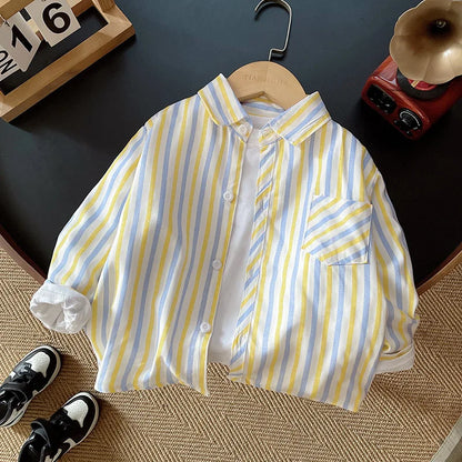 Kids Shirt Clothes Spring Thin Blouses Clothing Infant Boy Plaid Cotton Tops 1 2 3 4 Years Kids Long Sleeves Shirt