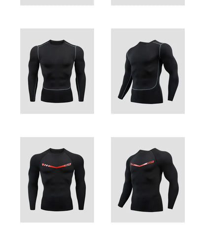 Gym Sports T-shirts for Men Long Sleeve Tights Boxing Sportswear Breathable Quick Dry Fitness Tops Male Outdoor Training Clothes