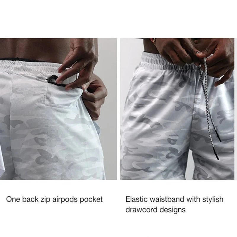 Men Running Shorts 2 in 1 Double-deck Sport Shorts Sportswear Gym Fitness Short Pants Training Jogging Bottom Men&