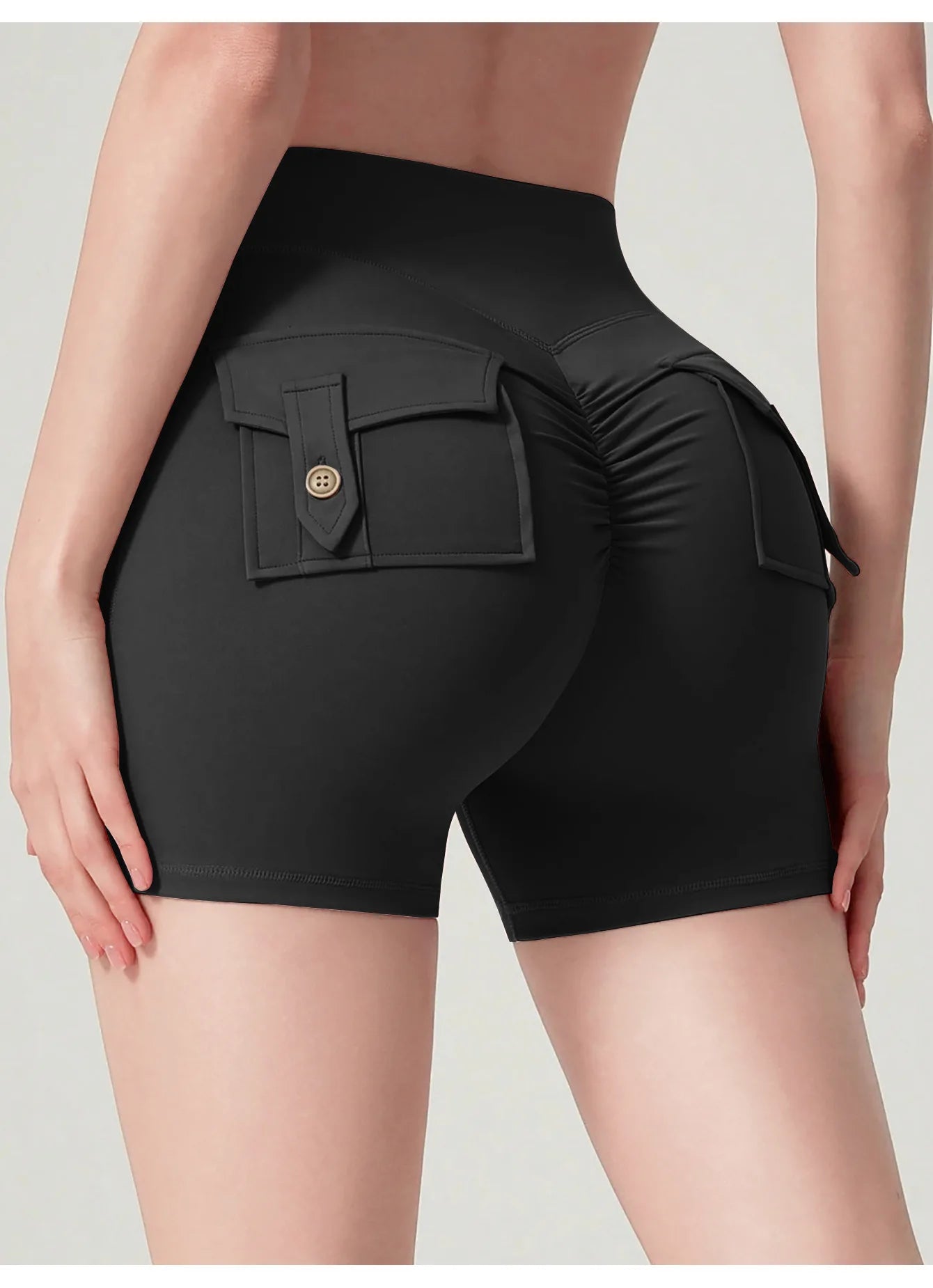 Sports shorts, no embarrassing lines, quick-drying, peach butt lift, cargo style, yoga and fitness pants.
