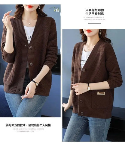 Fashion Fall Winter Clothes Woman Knitwear Top Buttons Long Sleeve Jacket For Women Sweater Tops Casual Ladies Cardigan Coat