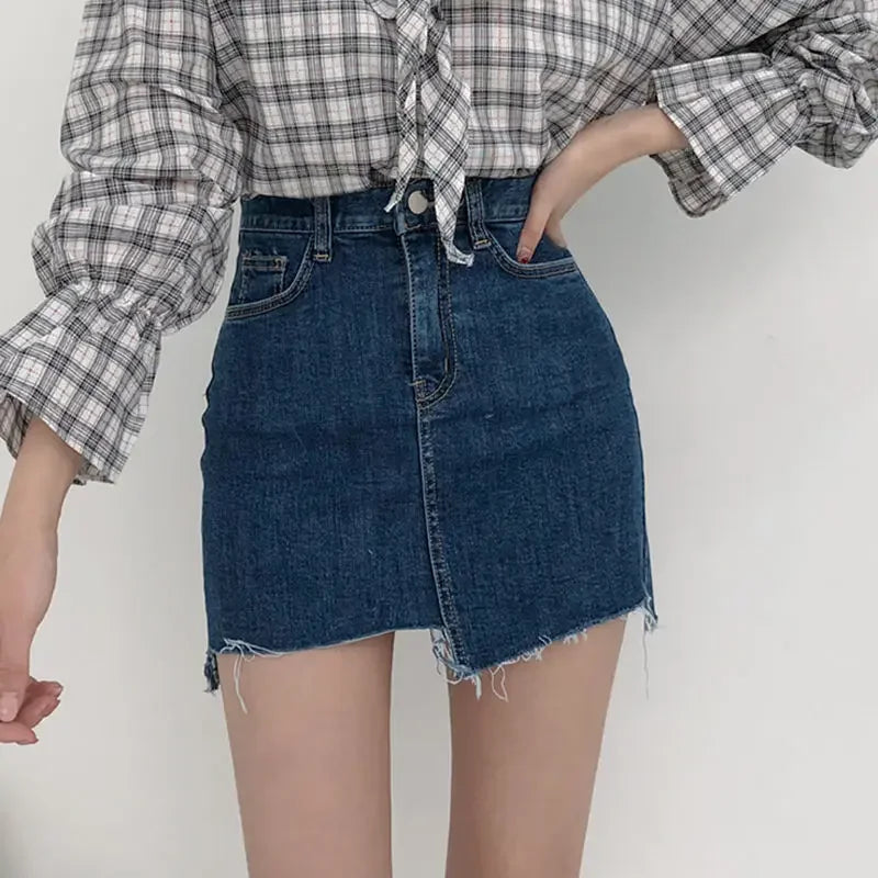 Jeans Skirts For Women Short Irregular High Waist Woman Denim Skirt Sexy Korean Style Cheap Streetwear Clothing Sales Fashion