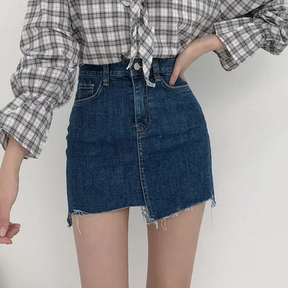 Jeans Skirts For Women Short Irregular High Waist Woman Denim Skirt Sexy Korean Style Cheap Streetwear Clothing Sales Fashion