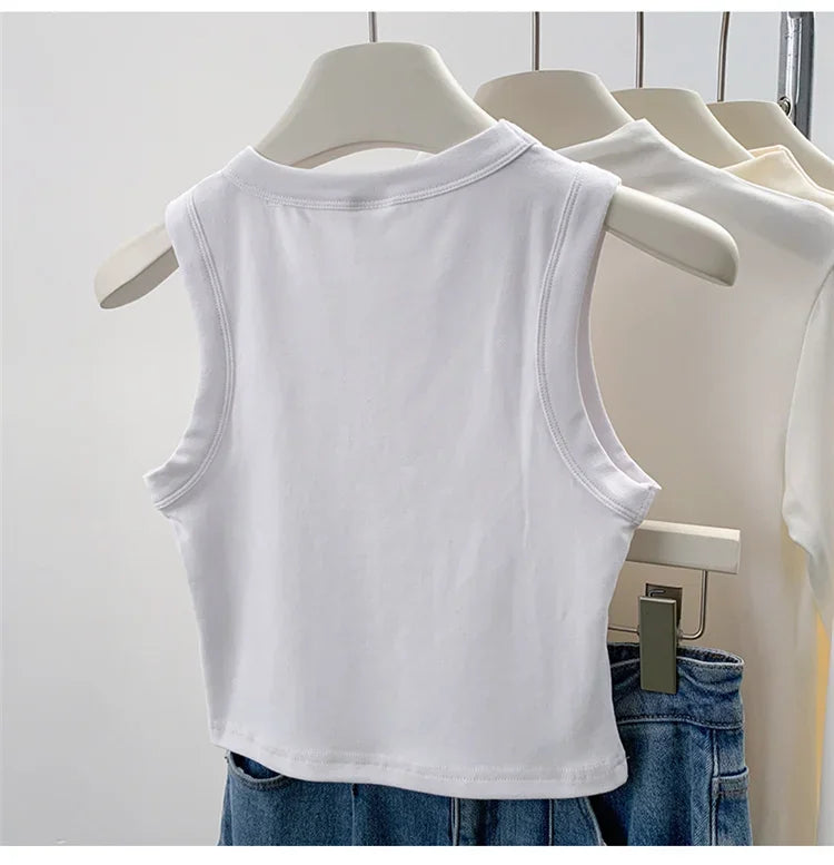 2026 Tank Top For Women Ribbed Down Sleeveless Blouse Solid Color Casual Women&