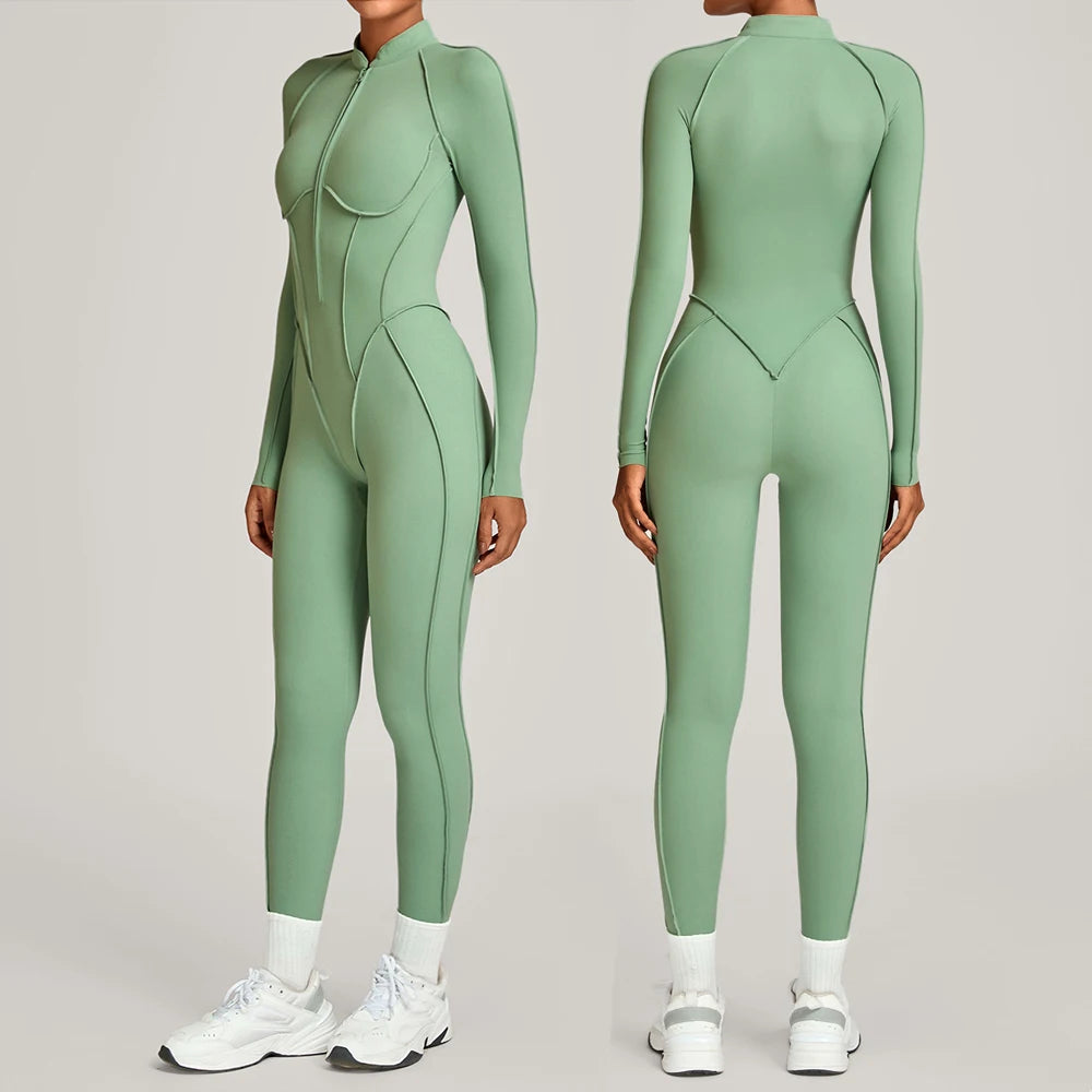 Yoga Suit Yoga Bodysuit Gym Set Women Sportswear Fitness Long Sleeve Sports Jumpsuit Female Workout Clothes One-piece Tracksuits